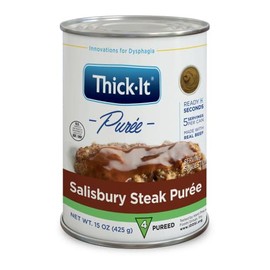Thick-It Pureed Salisbury Steak (IDDSI), Made with Real Beef, Savory Flavor, Digestible Swallowing Aid, Simple-to-Use, 15 oz Can (Value Pack of 12)