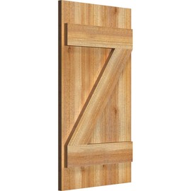Ekena Millwork RBJ06Z16X029RWR TimberCraft Three 5 3/8" Boards Joined Board-n-Batten w/Z-Bar, Rustic Wood Shutters (Per Pair), 16 1/8"W x 29"H, Rough Sawn Western Red Cedar