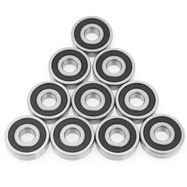 Ball Bearings, Bearing Ball Bearings, 6200-2RS Double Rubber Steel Deep Groove Ball Bearings 10 x 30 x 9 mm (Pack of 10)