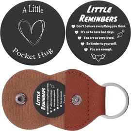Pocket Hug Token Keychain Gifts, Long Distance Relationship Friendship Gifts, Stainless Steel Double Sided Inspirational Gift (Little Reminbers)