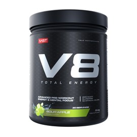 V8 Total Energy - Pre Workout Booster - Training Booster - CarnoSyn®, BetaPower®, Natural Caffeine - Vegan - Sugar Free - 20 Servings - Made in Germany - Sour Apple