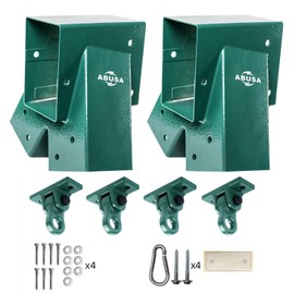 ABUSA Heavy Duty Swing Sets Brackets Including 2 Green A-Frame Swing Set Brackets and 4 Swing Hangers for Playground Equipment Mounting Parts Hardware Included (Green)