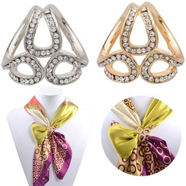 CAREOR Three Rings Silk Scarves Clip Enamel Simple Style Scarf Ring Smooth Buckle Women Accessories for Ladies Girls Clothing Scarf Shawl, 4 Pack