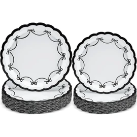 Yungyan 50 Pcs Black Bow Plates 7 and 9 Inch Coquette Bow Paper Plates Coquette Theme Decoration for Birthday Party Engagement Wedding Baby Shower Tableware Disposable Supply(Gingham)
