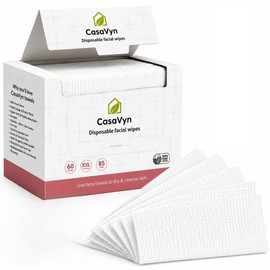 Disposable Face Towels, Ultra Soft Facial Wipes for Women & Babies, Makeup Remover Wipes for Sensitive Skin, 100% Pure Cotton Face Cloths, Extra Large (25 × 30 cm, 60 Ct / 1 Pack)