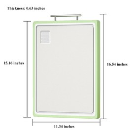Autminia Double-Sided Cutting Board With Green Edge, Stainless Steel Cutting Board & Plastic Chopping Board for Fruit Meat, Juice Grooves Design Chopping Board, Dishwasher Safe(16.54"x11.34“)
