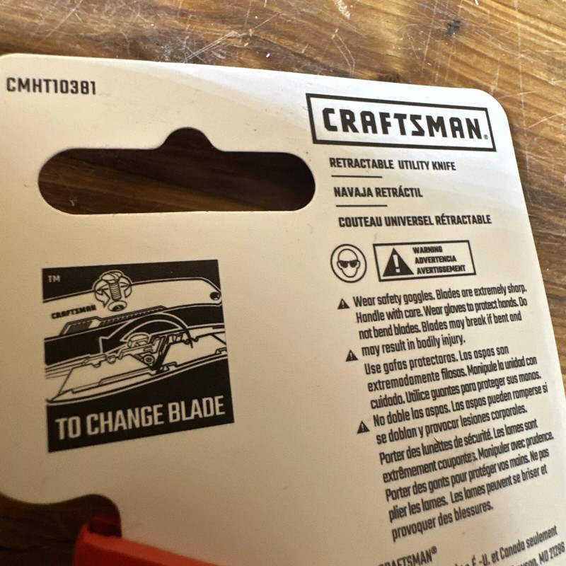 Craftsman Retractable Utility Knife Blade Storage 3/4" With 3 Blades