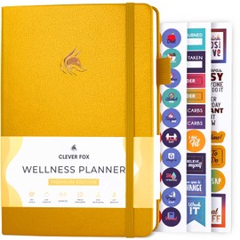 Clever Fox Wellness Journal – Weekly & Daily Health and Wellness Log, Food Journal & Meal Planner Diary for Calorie Counting, Notebook for Medical Condition Tracking, A5 – Amber Yellow
