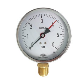EMPEO by Messbo Pressure Gauge, NG 80-1-0-3 Bar, 80 mm Diameter, G1/2 Inch Connection Bottom, Tube Spring Pressure Gauge, Steel Housing