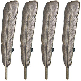 SCRTB 4Pcs Feather Drawer Knob Pull Handle Cabinet Drawer Pulls Cupboard Knobs with Screws for Home Office Cabinet Cupboard