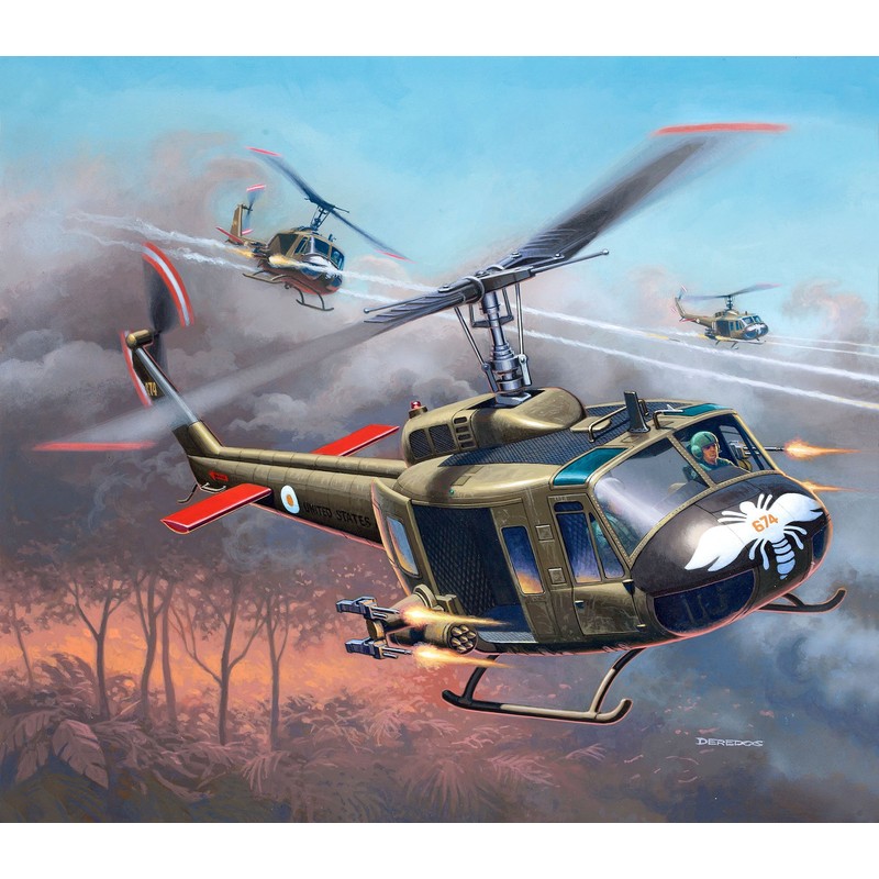 German Rebel 1/100 Bell UH-1H Gunship Plastic Model