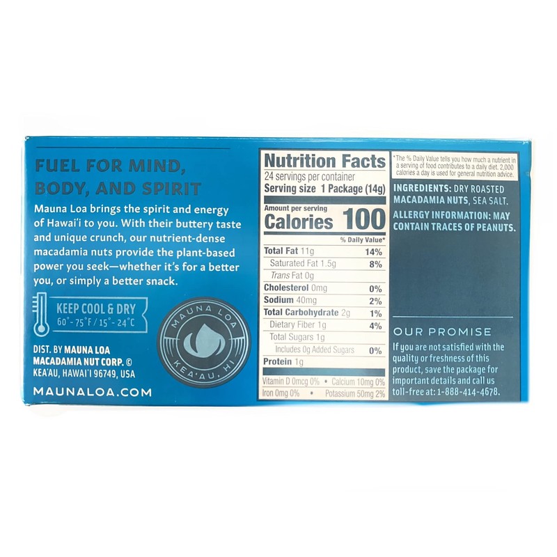 Mauna Loa Macadamias Mini, Dry Roasted with Sea Salt 24