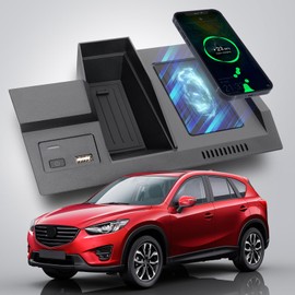 CreeKT Wireless Car Charger for Mazda CX5 CX-5 2017-2023 2024 Center Console Accessories, Wireless Phone Charging Pad for Mazda CX5 2017 2018 2019 2020 2021 2022 2023 2024