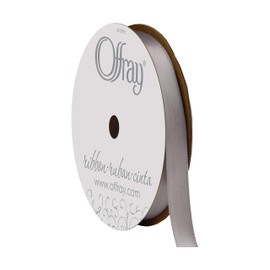 Offray Single Face Satin 3/8-Inch Wide 18-Feet, Silver