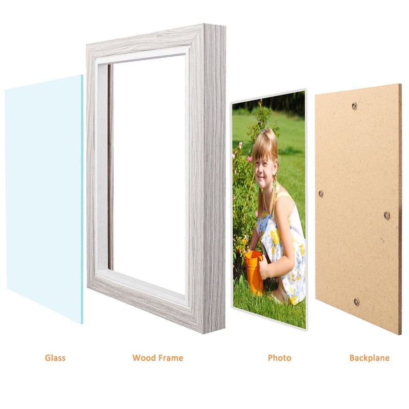 DoDuo Foldable Picture Frame 3 Pictures, Wooden Collage Photo Frame
