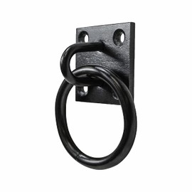 SUL Heavy Duty Ring on Plate with Black Coating, Horse tie up Ring Plate for Horse Stable Tie Ring, decking Rope Fittings Rust Proof Tie Rings - 50x50mm (Ring On Plate Black 1pk)