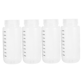 BUGUUYO 4pcs Plastic Graduated Reagent Bottles with Wide Mouth and Leakproof Caps for Laboratory and Food Storage High Temperature Resistant Chemical Containers