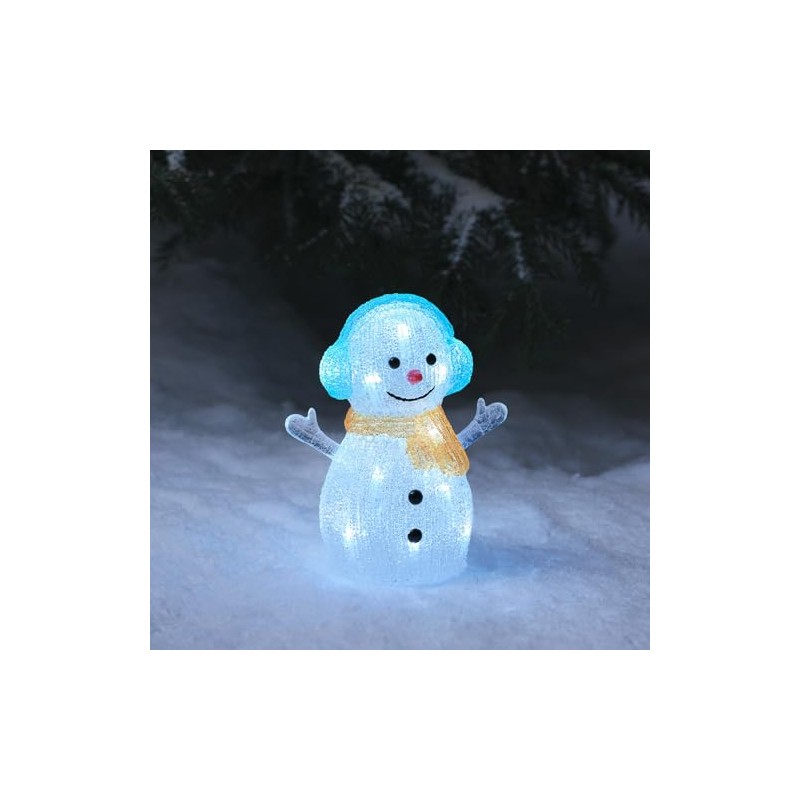 Lights4fun Outdoor Christmas Figure Light Up LED Acrylic Snowman Plug