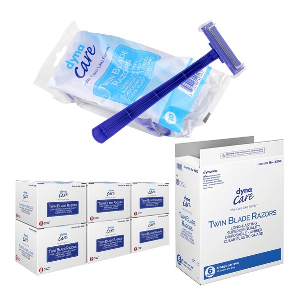 Dynarex DynaCare Twin Blade Razors, Disposable Unisex Razor with Two