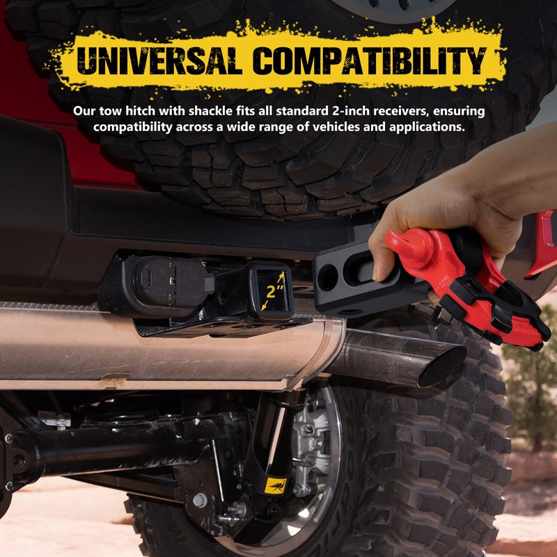 BUNKER INDUST Shackle Hitch Receiver 3/4" D Ring Shackle w/Trailer