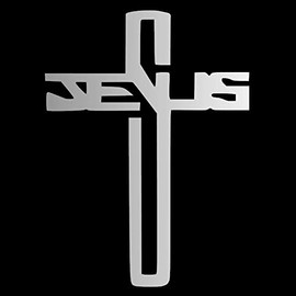 Jesus Cross Christian [Pick Any Color] Vinyl Transfer Sticker Decal for Laptop/Car/Truck/Window/Bumper (10in x 7.4in, Silver)