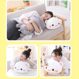 OUKEYI Cute Kitten Plush Toy Stuffed Animal Pet Kitty Soft Anime Cat Plush Pillow, Plush Cat Doll Soft Stuffed Kitten Pillow Doll Toyfor Kids (white)