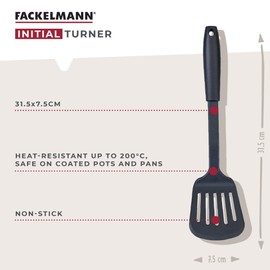 Fackelmann INITIAL Slotted Turner, Plastic, Fish Slice, Non-Stick Kitchen Cooking Spatula, Anti-Scratch, Burger Flipper, Heat-Resistant, Cooking Draining & Frying BBQ Utensil, 31.5cm