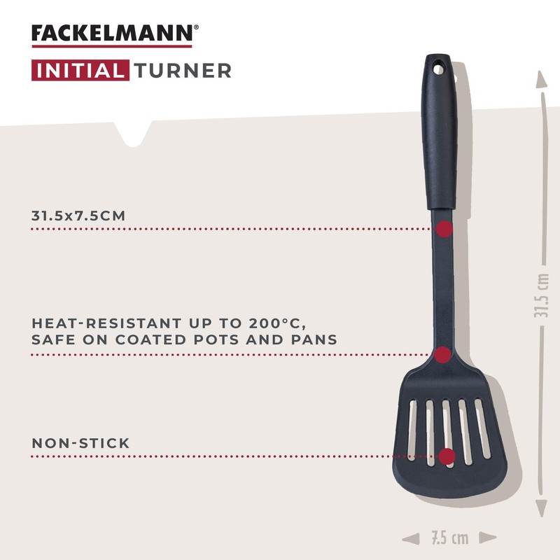 Fackelmann INITIAL Slotted Turner, Plastic, Fish Slice, Non-Stick Kitchen Cooking