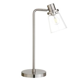 Granville 21" Tall Table Lamp with Glass Shade in Brushed Nickel/Clear