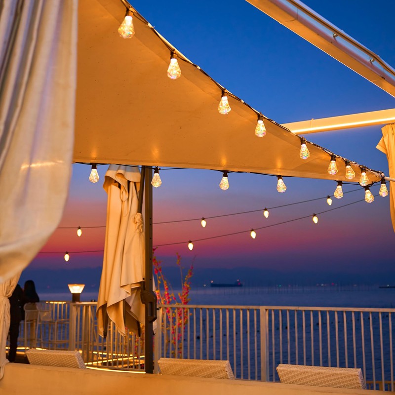 BYIZO Outdoor String Lights, 66FT 27 LED Iridescent Holographic Bulbs,