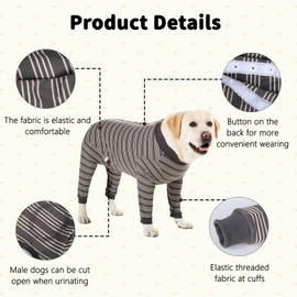 DoggieKit Dog Surgery Recovery Suit, Anti-Licking Onesie for Female Spay Male Neuter, Soft Breathable Postoperative Abdominal Bandage for Wounds Shedding, E-Collar & Cone Alternatives