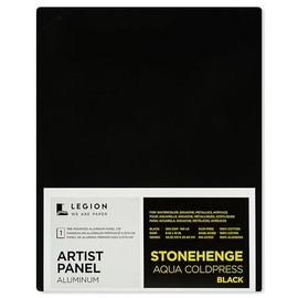 Legion Artist Panel, 1/8" Composite Brushed Aluminum with Stonehenge Aqua Coldpress Black, 100% Cotton, 140lb Paper, 5 x 7 inches for Wet Media