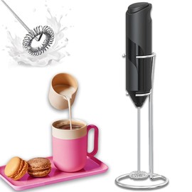 Alpspeaks Milk Frother Wand with Stand - Milk Frother Handheld Battery Operated - Electric Whisk Coffee Frother - Drink Mixer Handheld Frother with Stand - Hand Frother for Coffee - Coffee Mixer Wand
