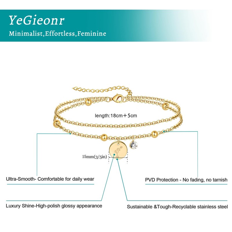 YeGieonr Birth Flower Double Layer Bracelet for Women, Stainless Steel