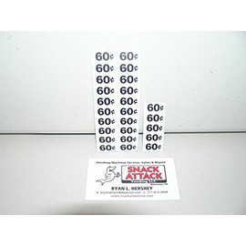 (25) SNACK VENDING MACHINE 60 / 65 CENTS PRICE LABELS - Free Ship!