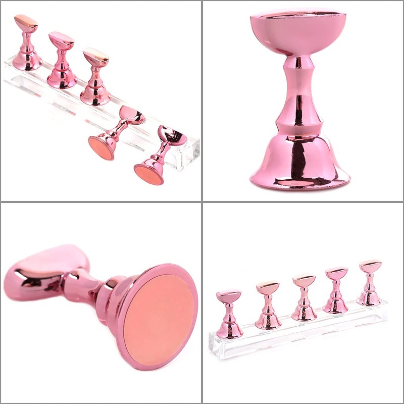 2 Set Acrylic Nail Art Holder Practice Display Stand Magnetic