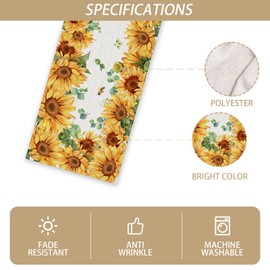Rvsticty Linen Watercolor Sunflower Table Runner Spring Flower Tablecloth Spring Farmhouse Sunflower Decorations and Supplies for Home Kitchen Table-13×108'
