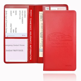 Car Registration and Insurance Card Holder - Leather Vehicle Glove Box Automobile Documents Paperwork Wallet Case Organizer for ID, Driver's License, Key Contact Information Cards