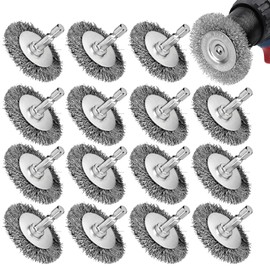 EASYIKI 2 Inch Wire Brushes for Drill, Stainless Steel Wire Wheel Brushes Kit with 1/4-Inch Hex Shank, 15 Pieces
