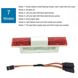 BOLIDORC Multi-Function LED Police Light Bar Flash Lamp for 1/10 1/8 TRX4 D90 SCX10 RC Model Car (Red)