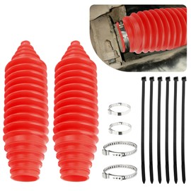 Car Rack and Pinion Boot Steering Rack Boot Tool Kit,Dustproof Silicone Inner Tie Rod Boot Set with Rack and Pinion Bellow Cable Ties and Clamps,Professional Car Accessories (Red)