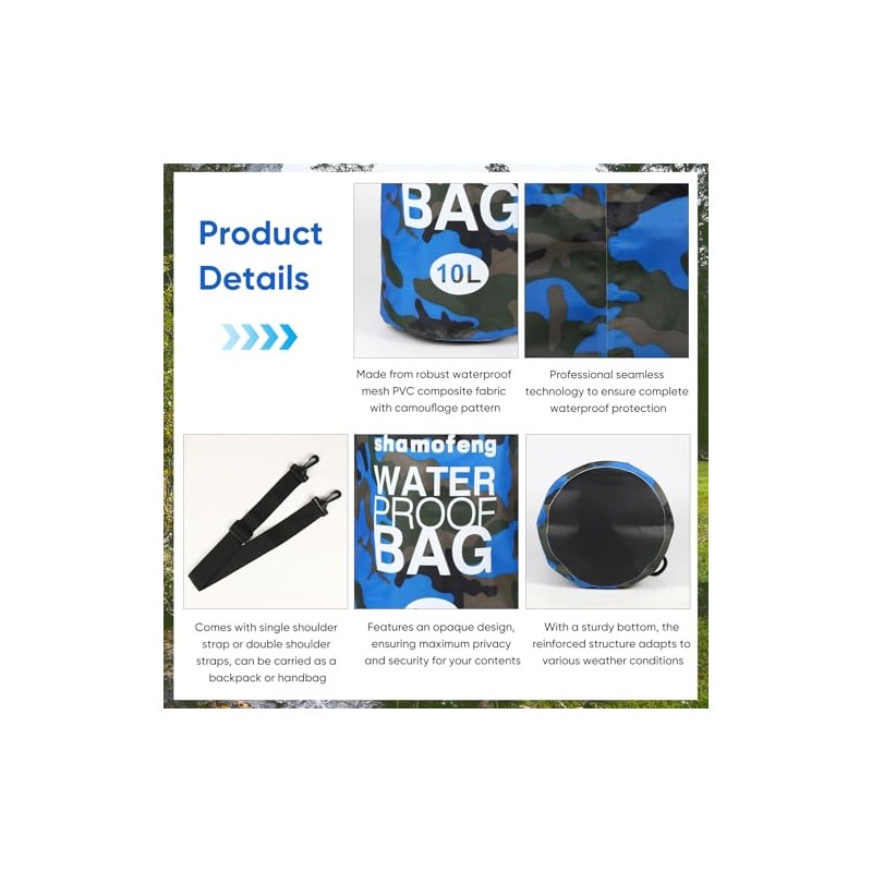 Bolsa seca impermeable de 5 l/10 l/15 l/20 l/30 l/mochila