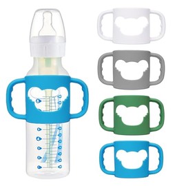 4 Pack Silicone Baby Bottle Handles for Dr. Brown's Narrow & Wide Baby Bottles Hoder, Easy Grip Self-Feeding Universal Bottle Handle, BPA-Free, 100% S