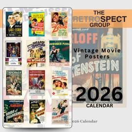 Vintage Movie Posters- 2026 Wall Calendar 12” x 12”- Retro Film Posters - Printed on FSC Certified Cardstock Paper- Monthly Organizer for Home and Office