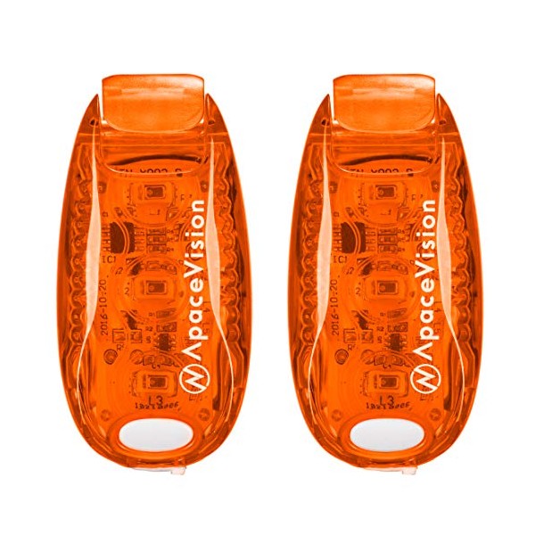 EverLightFX USB Rechargeable LED Safety Light (2 Pack) by Apace - Super Bright Bike Tail Light Works Brilliantly as Running Light for Joggers, Pets, Bicycle Strobe or Rear Clip On Lights (Orange)