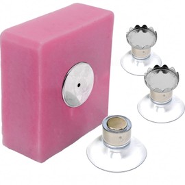 Set of 3 Magnetic Suction Cup Soap Holder | Premium Quality | Simple Design & Strong Attachment | Stainless Steel | Wall Mount | No Drilling | Bathroom | Kitchen | 250 g