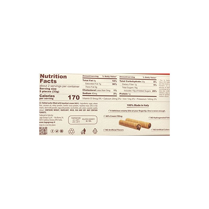 Gastone Lago Roll Break Light and fragrant wafer rolls Hazelnut