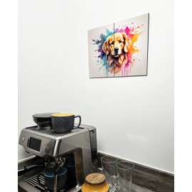 The Plum Penguin Golden Retriever Watercolor Wall Art | A4 MDF Wood Duo | Home Decor