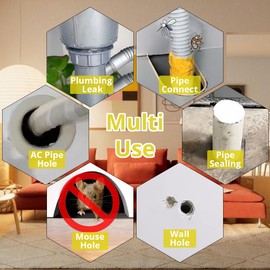 6PCS White Waterproof Plumbers Putty | Moldable Duct Seal for Leak Repair, Wall Crack & Pipe Sealing | Indoor & Outdoor Fast-Drying, Odorless, Long-Lasting Sealant for AC Holes, Drains & Wiring Gaps