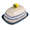 Creative Co-Op Stoneware Butter Dish with Lemon Shaped Handle, Multicolor